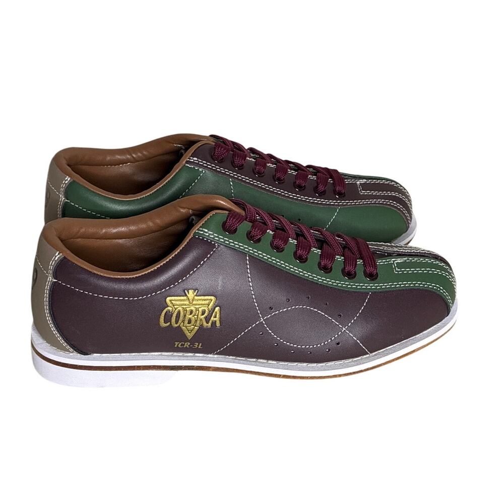 Vintage Cobra TCR-3L Bowling Shoes Brown Green Universal Size 7.5/9 Preowned